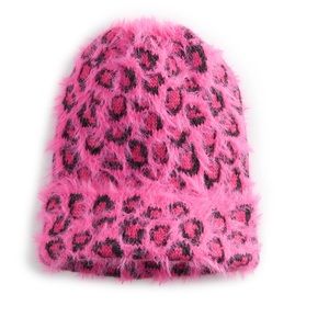 NWOT Pink Leopard Print Beanie